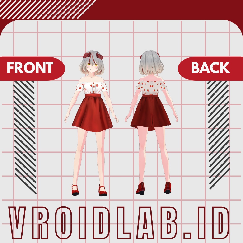 すとろべりー どりーず | Strawberry Drees | VRoid Studio Outfit | Anime Style | Virtual Fashion
