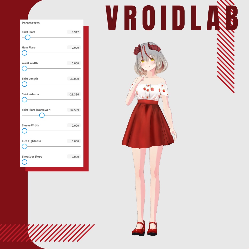 すとろべりー どりーず | Strawberry Drees | VRoid Studio Outfit | Anime Style | Virtual Fashion