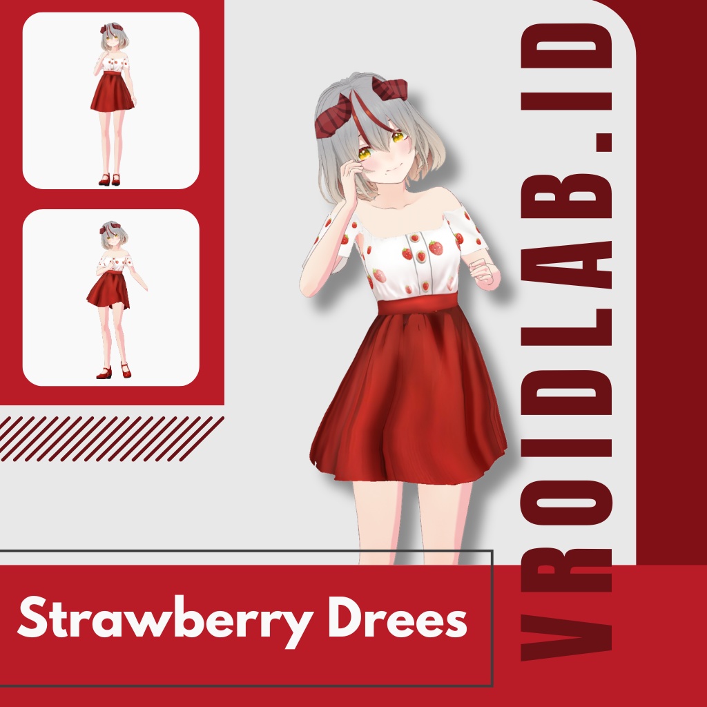 すとろべりー どりーず | Strawberry Drees | VRoid Studio Outfit | Anime Style | Virtual Fashion