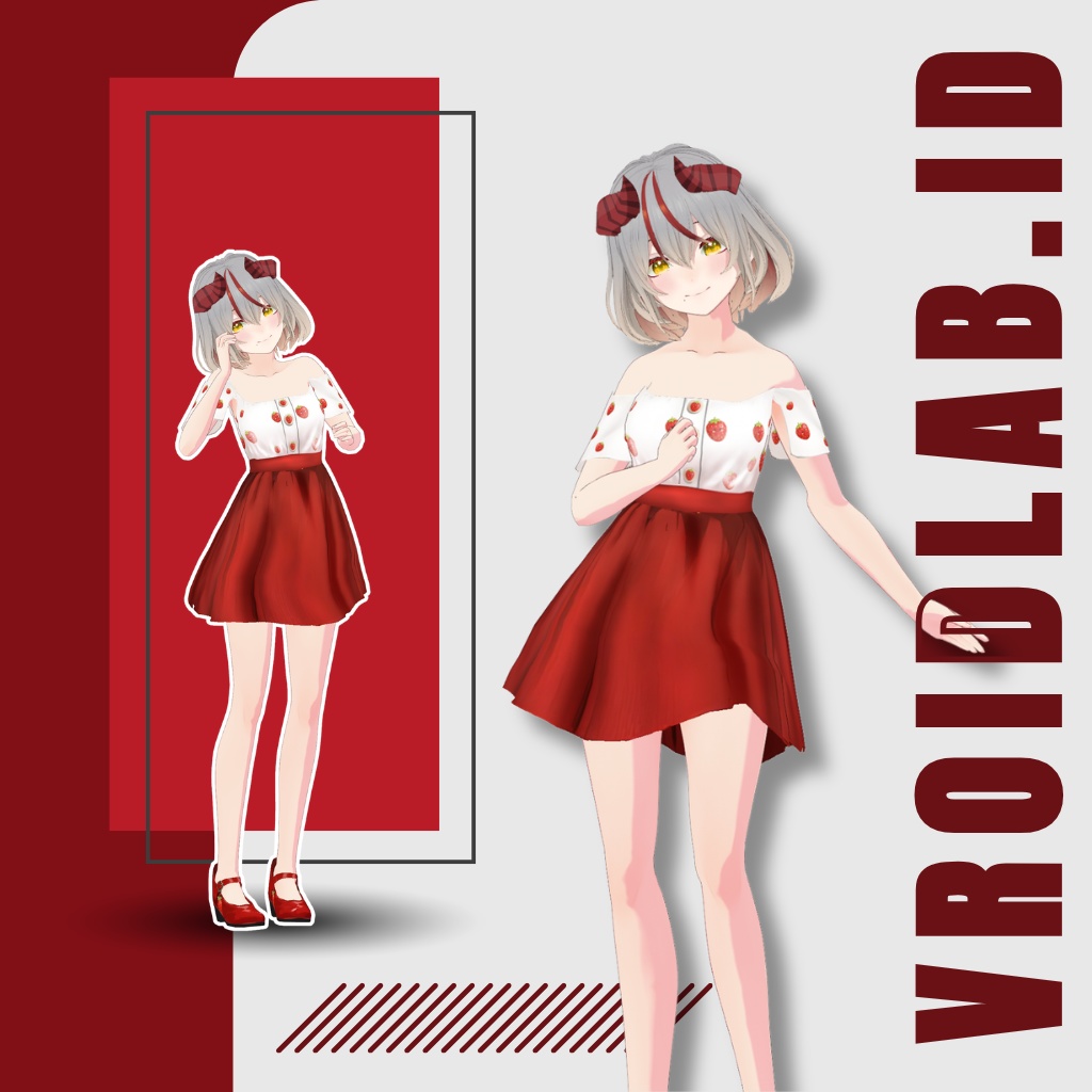 すとろべりー どりーず | Strawberry Drees | VRoid Studio Outfit | Anime Style | Virtual Fashion