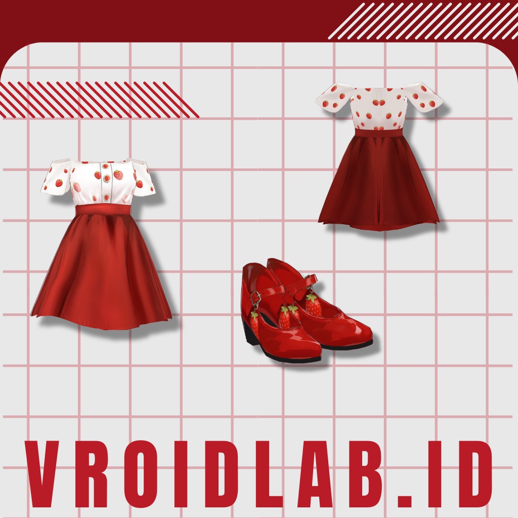 すとろべりー どりーず | Strawberry Drees | VRoid Studio Outfit | Anime Style | Virtual Fashion