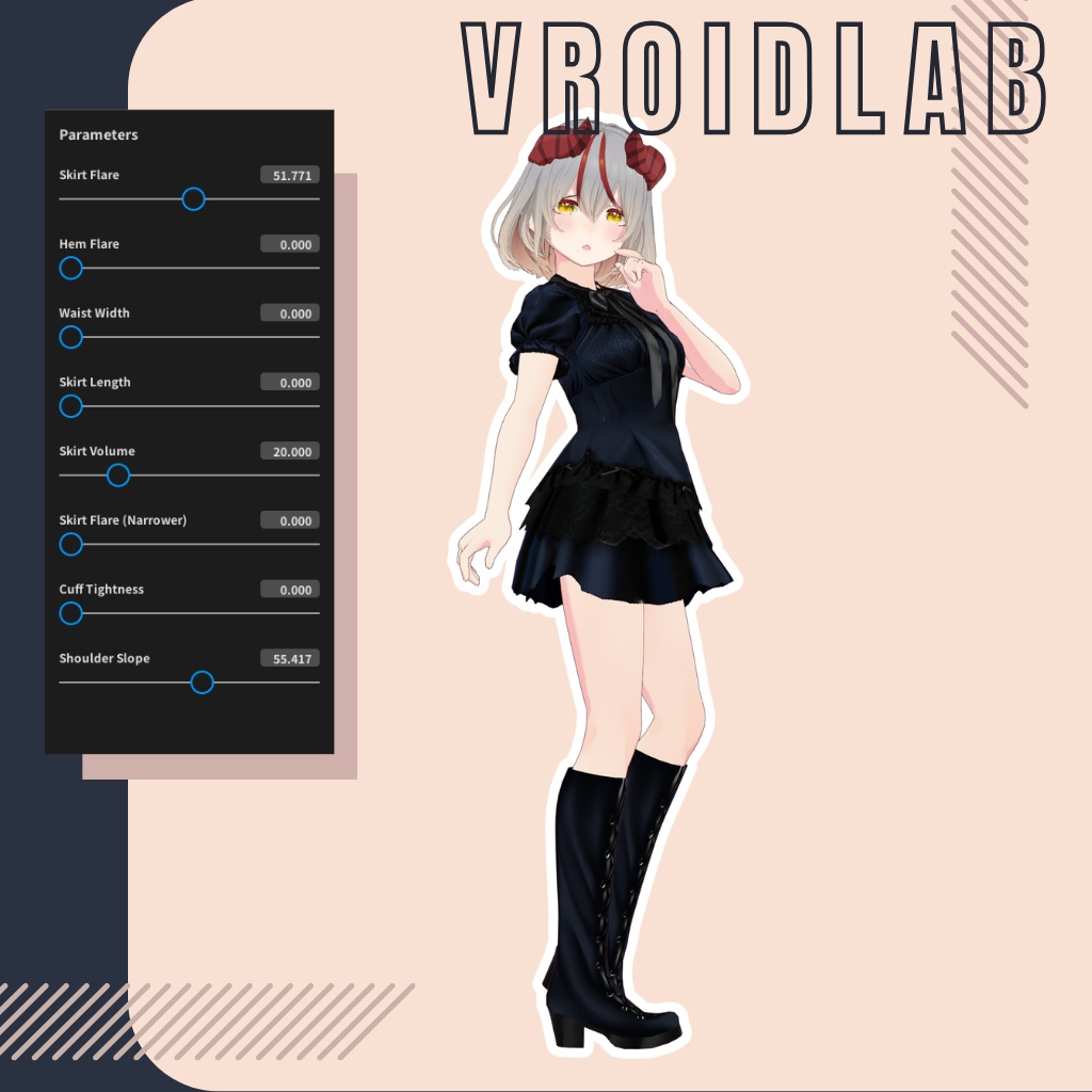 Nightling Dress ナイトリングドレス | VRoid Studio Outfit | Anime Style | Virtual Fashion