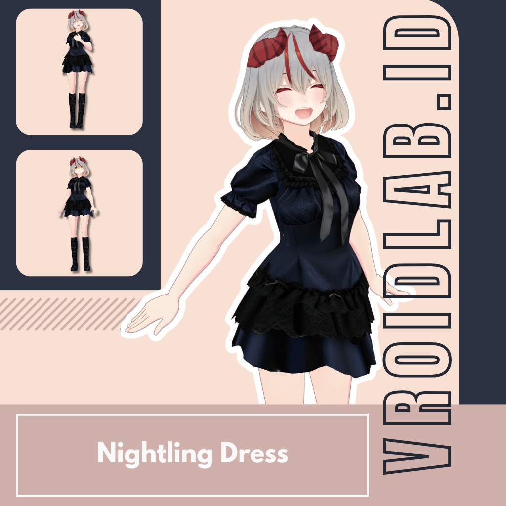 Nightling Dress ナイトリングドレス | VRoid Studio Outfit | Anime Style | Virtual Fashion