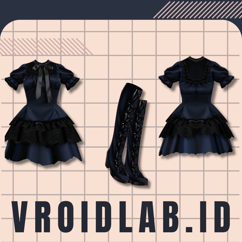 Nightling Dress ナイトリングドレス | VRoid Studio Outfit | Anime Style | Virtual Fashion