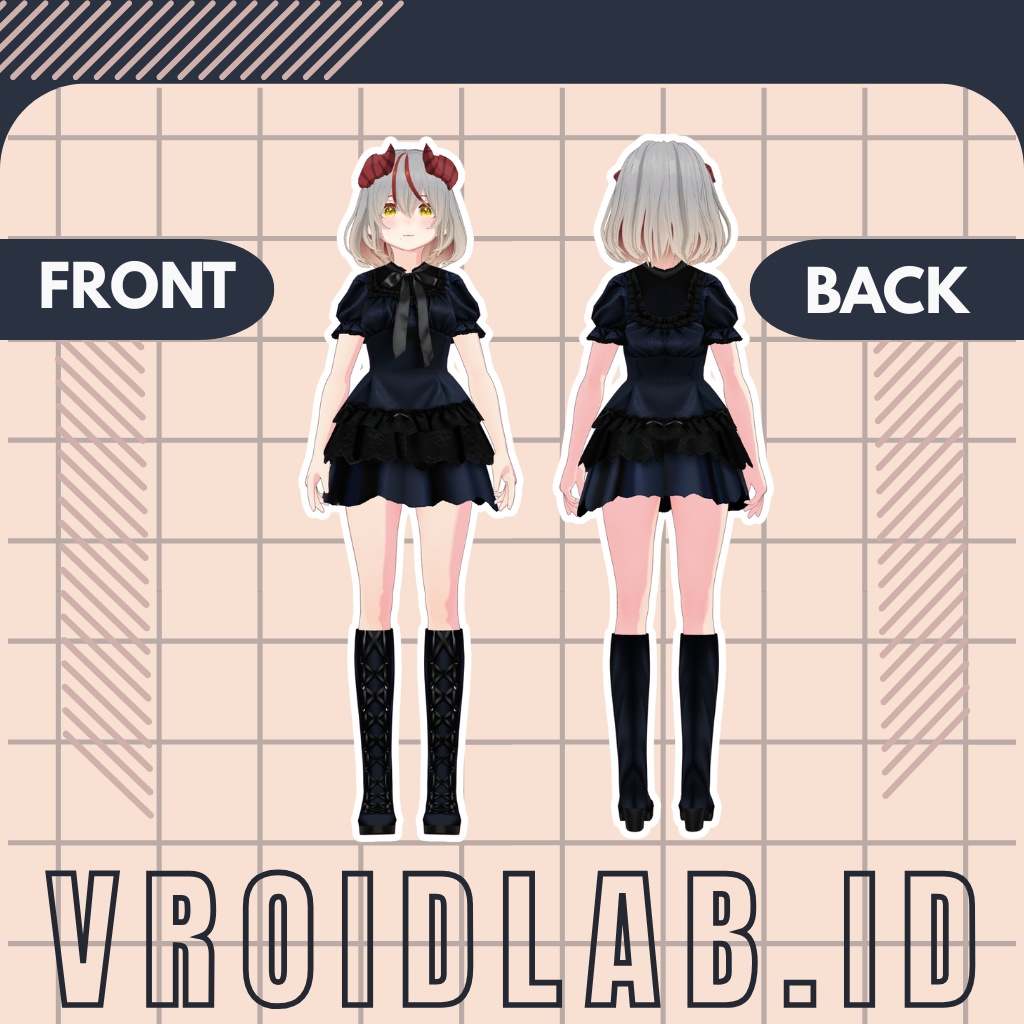 Nightling Dress ナイトリングドレス | VRoid Studio Outfit | Anime Style | Virtual Fashion