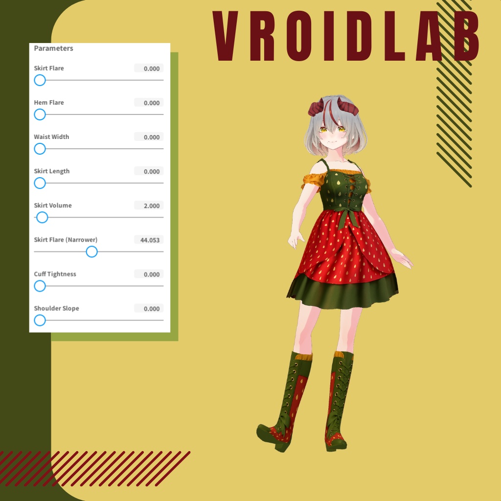 | Watermelon Drees | VRoid Studio Outfit | Anime Style | Virtual Fashion