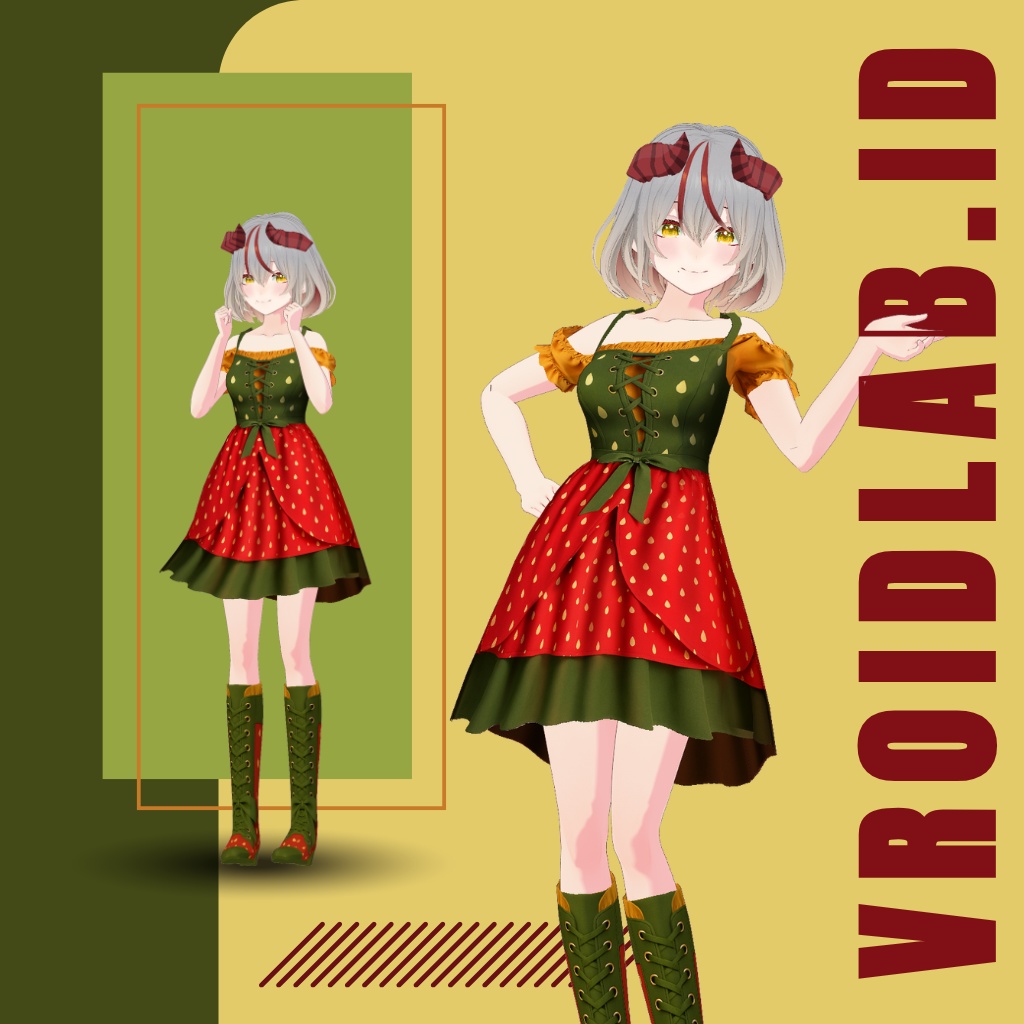 | Watermelon Drees | VRoid Studio Outfit | Anime Style | Virtual Fashion