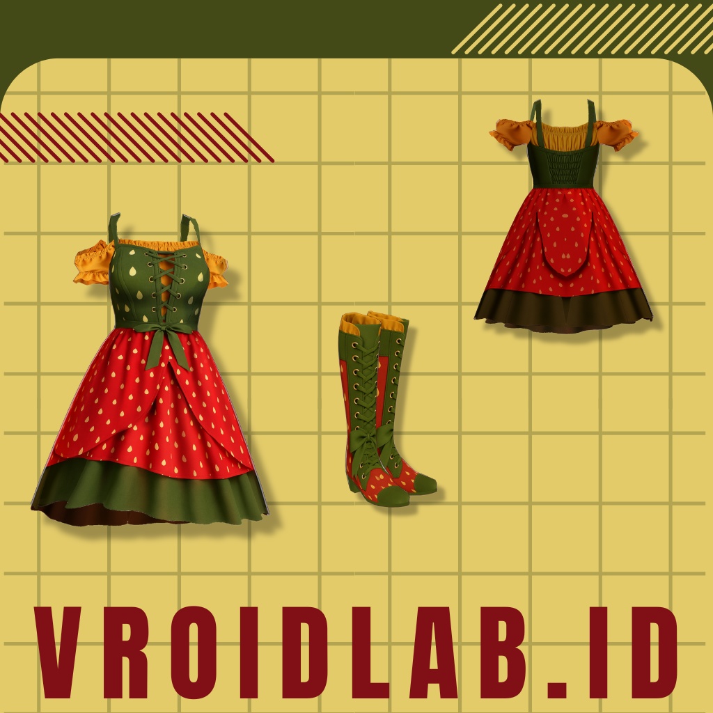 | Watermelon Drees | VRoid Studio Outfit | Anime Style | Virtual Fashion