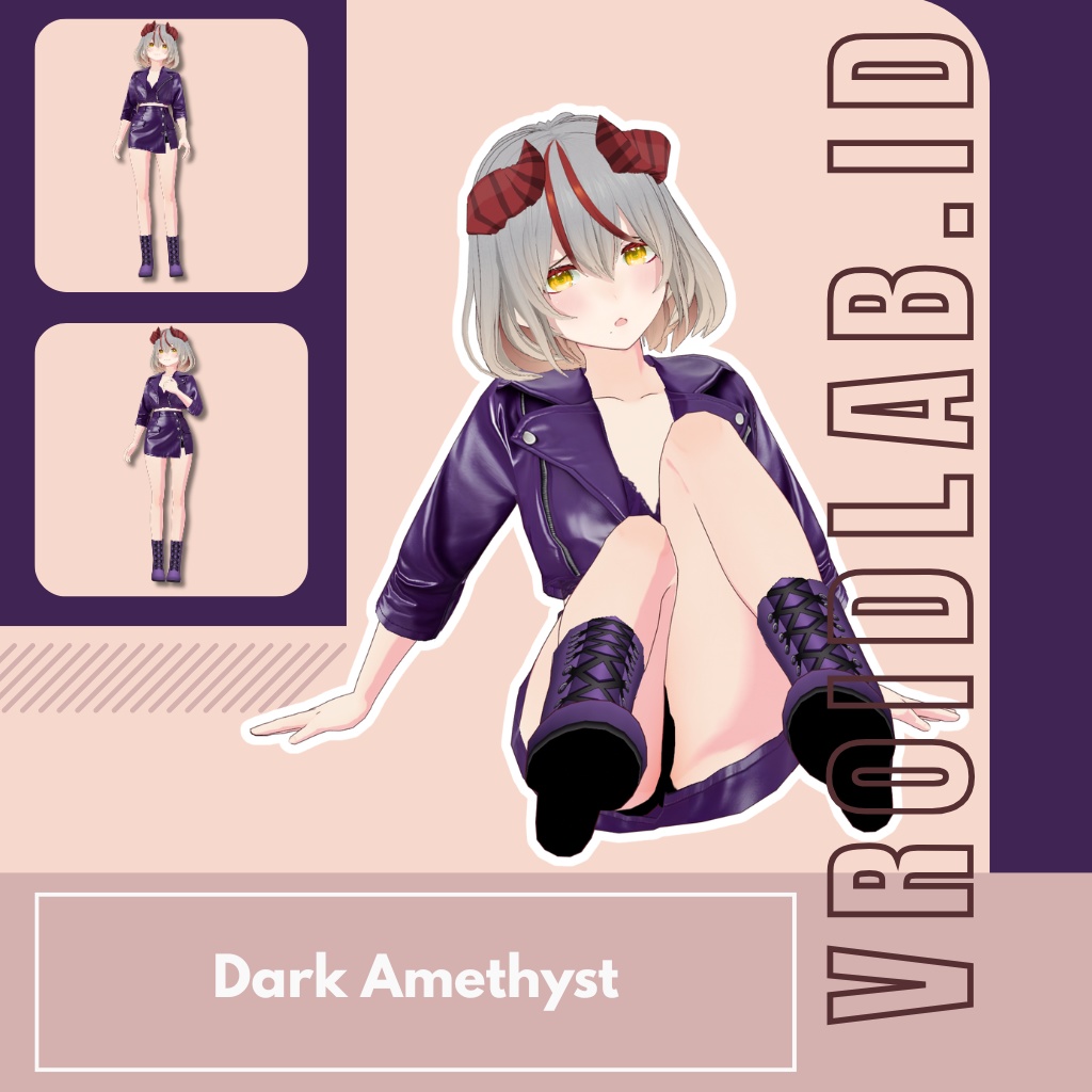 Dark Amethyst ダークアメジスト | VRoid Studio Outfit | Anime Style | Virtual Fashion