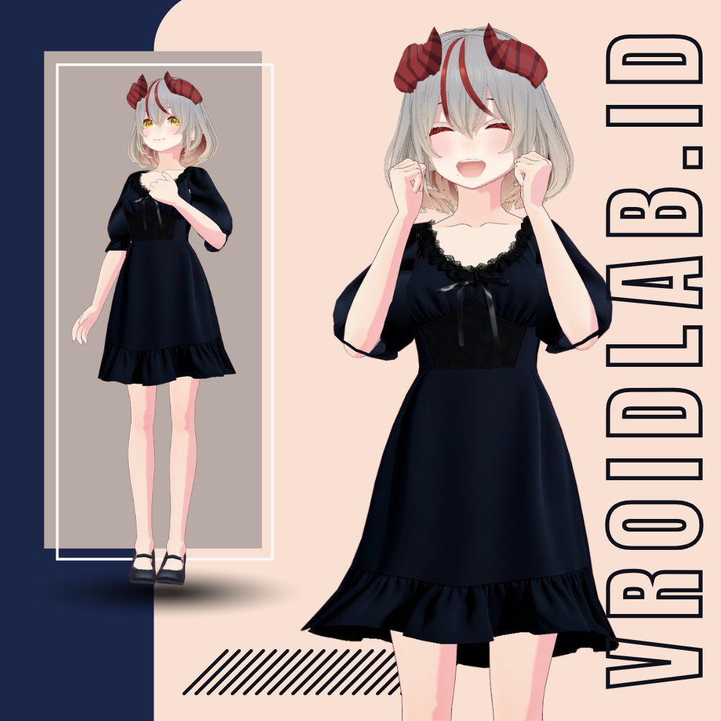 Obsidian Reverence 黒曜石の畏敬| VRoid Studio Outfit | Anime Style | Virtual Fashion