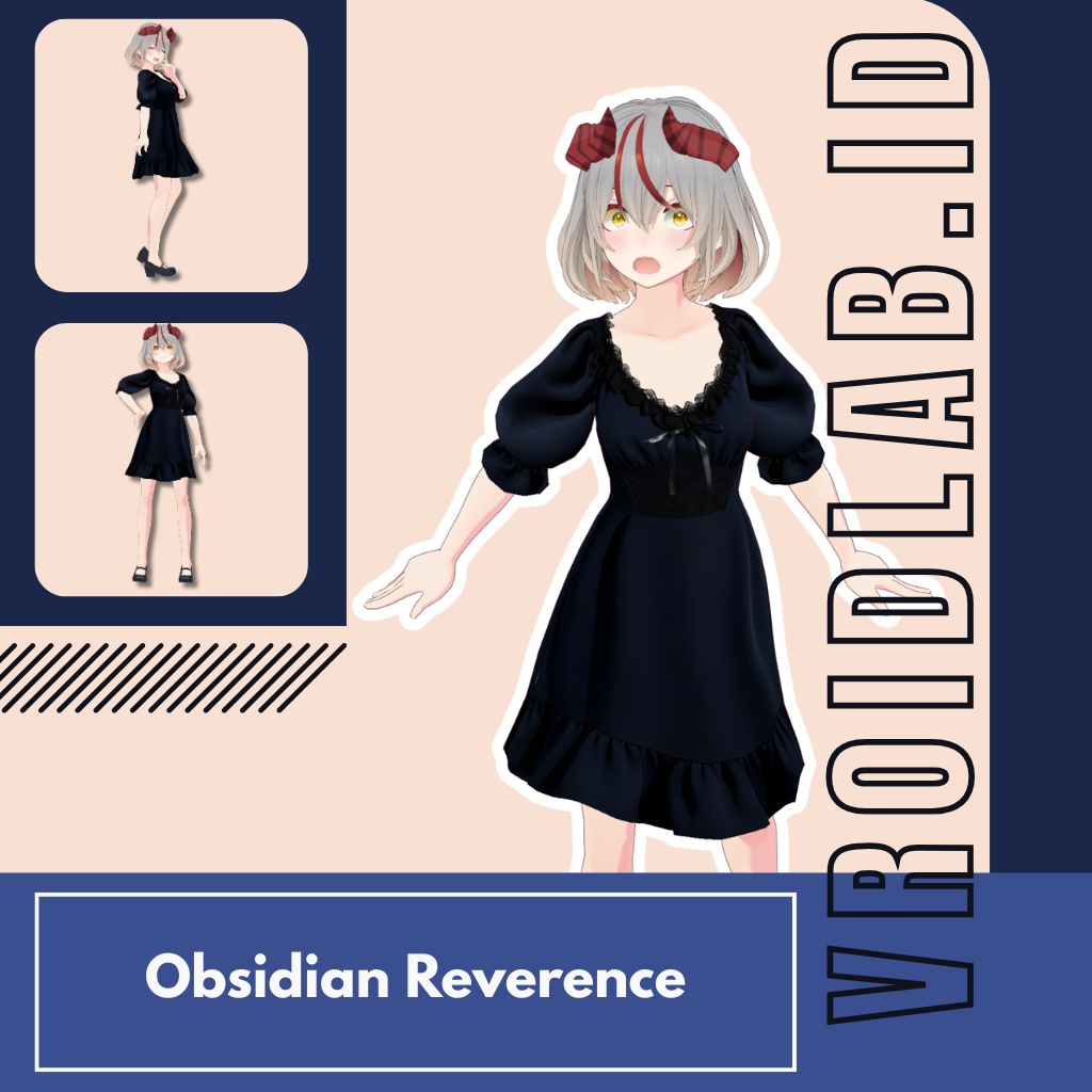 Obsidian Reverence 黒曜石の畏敬| VRoid Studio Outfit | Anime Style | Virtual Fashion