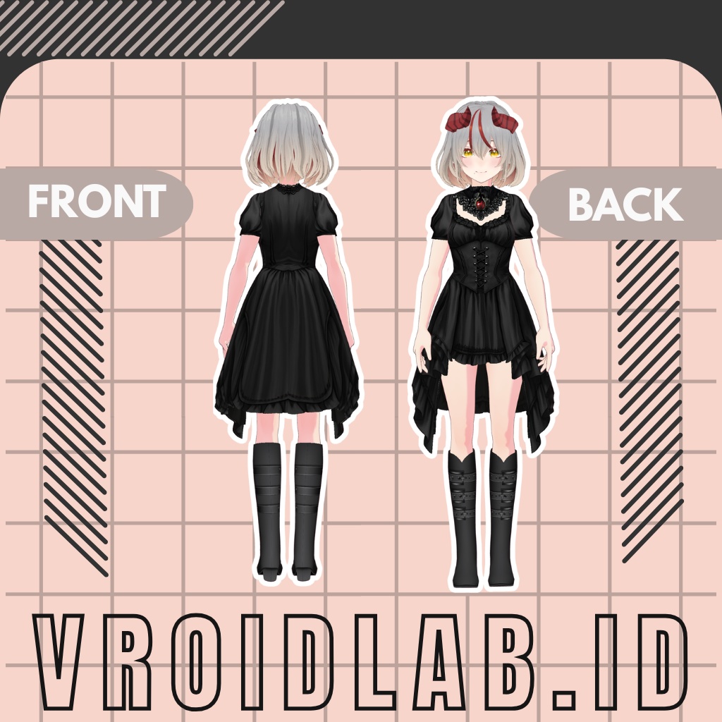 Crimson Nocturne クリムゾン・ノクターン | VRoid Studio Outfit | Anime Style | Virtual Fashion