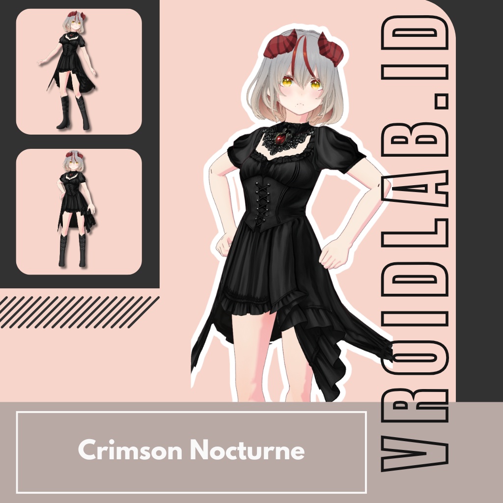 Crimson Nocturne クリムゾン・ノクターン | VRoid Studio Outfit | Anime Style | Virtual Fashion