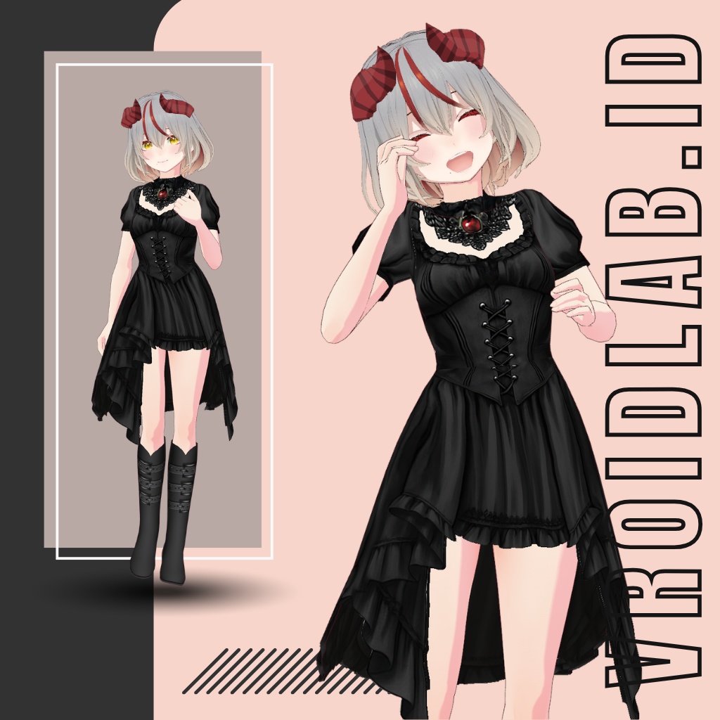 Crimson Nocturne クリムゾン・ノクターン | VRoid Studio Outfit | Anime Style | Virtual Fashion
