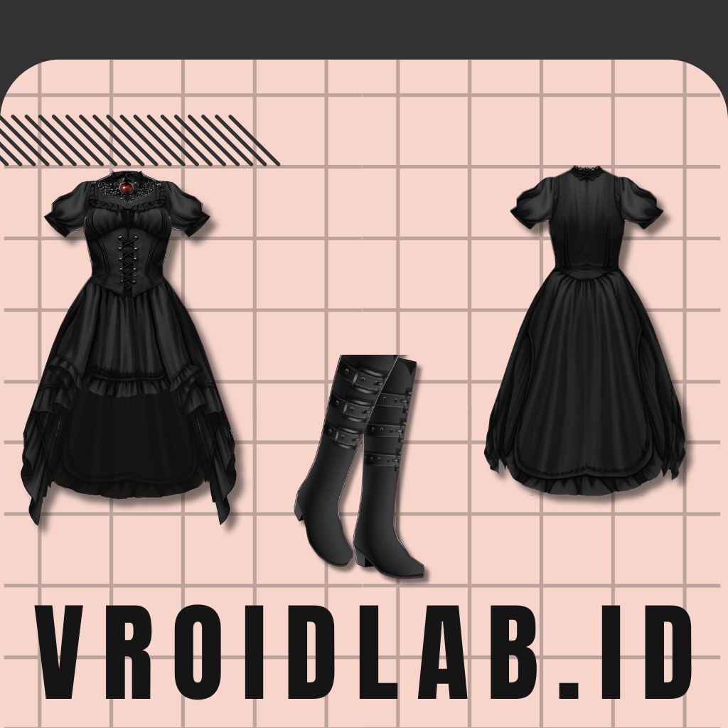Crimson Nocturne クリムゾン・ノクターン | VRoid Studio Outfit | Anime Style | Virtual Fashion