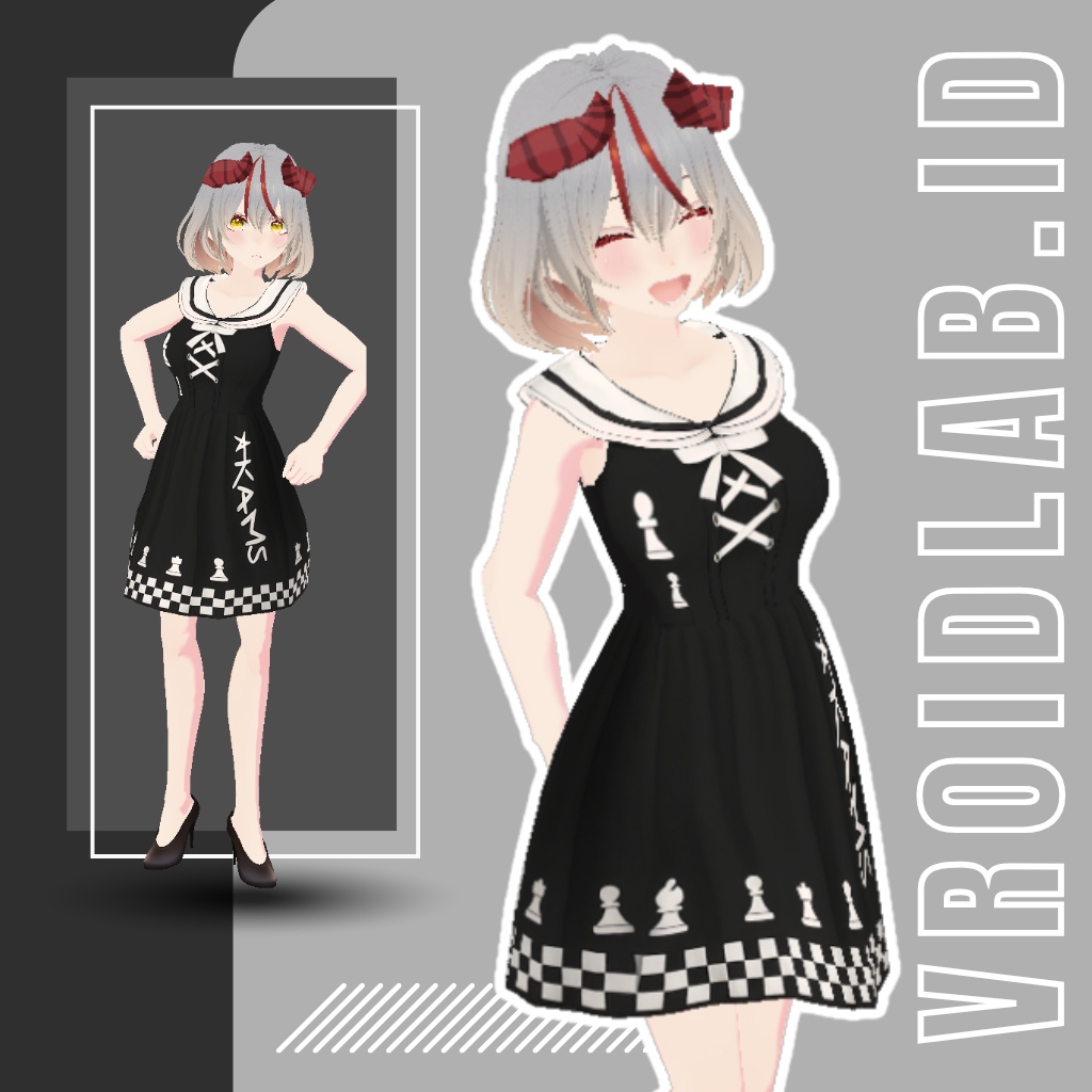 Checkmate Charm(ちぇっくめいと ちゃーむ)VRoid Dress for Female | VRoid Studio Outfit | Anime Style