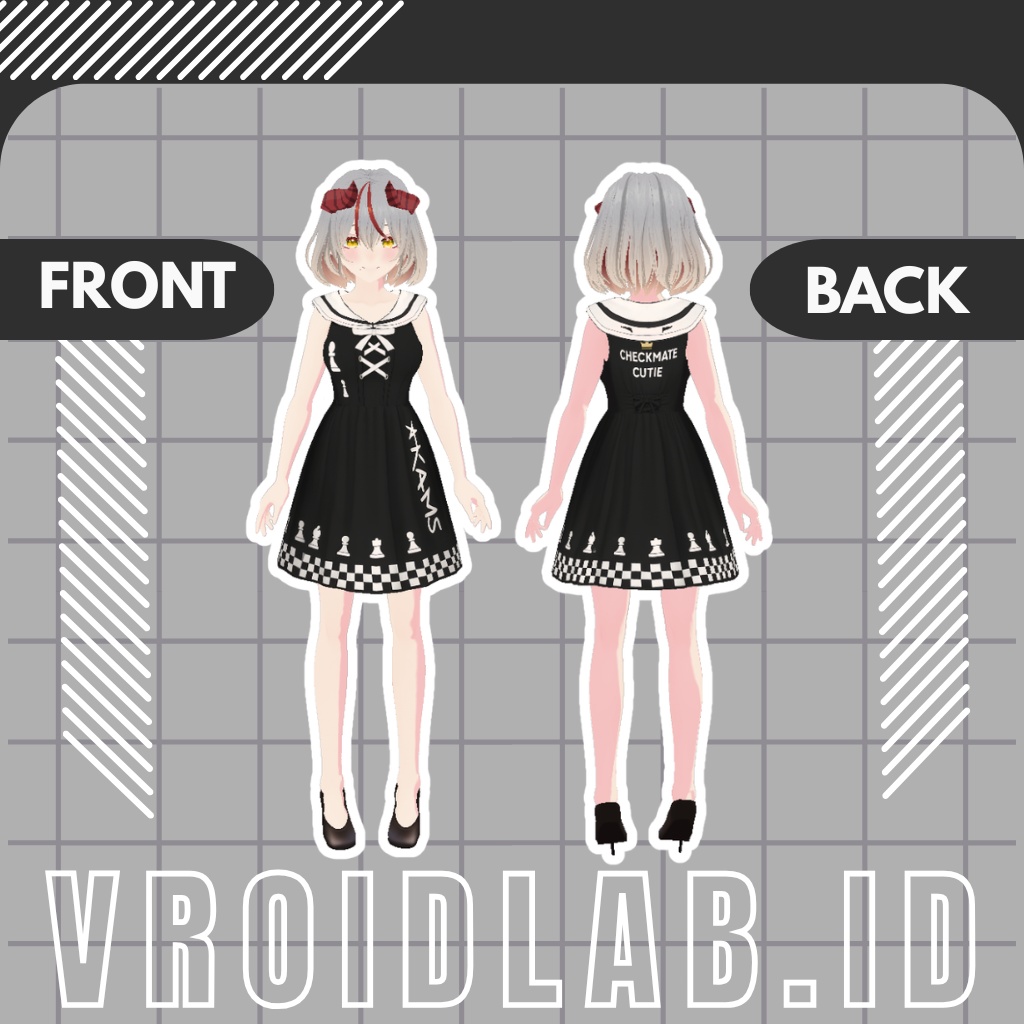 Checkmate Charm(ちぇっくめいと ちゃーむ)VRoid Dress for Female | VRoid Studio Outfit | Anime Style