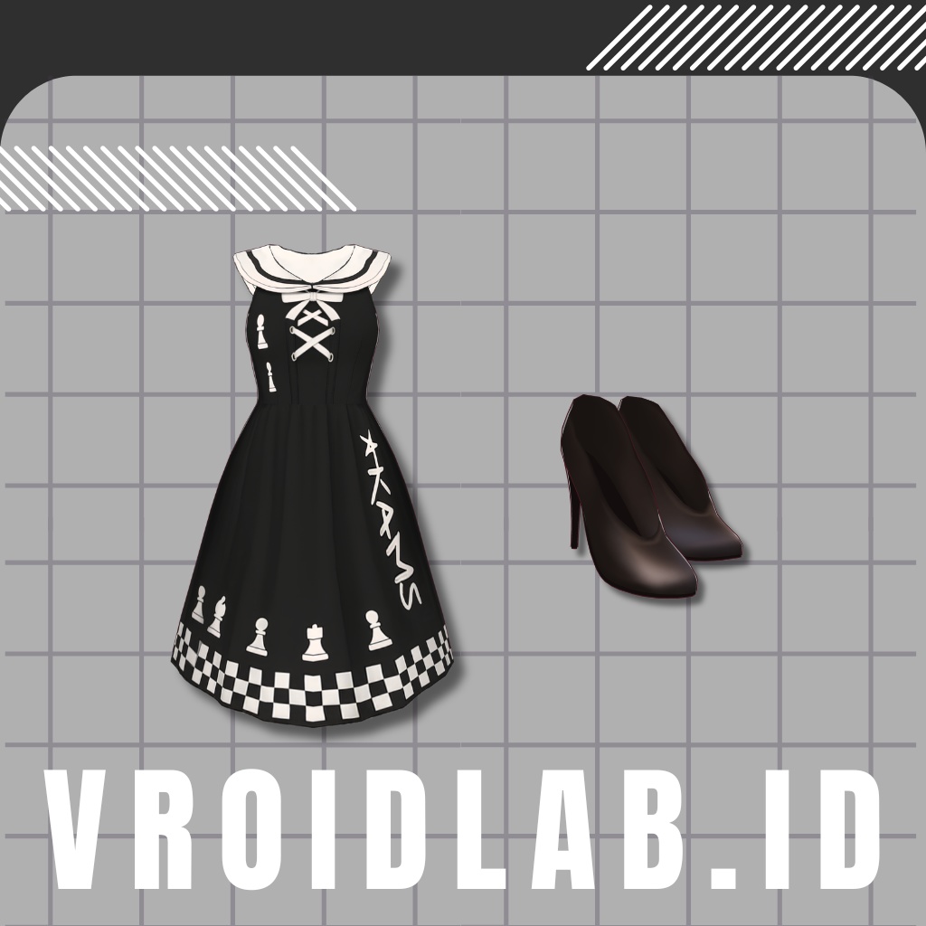 Checkmate Charm(ちぇっくめいと ちゃーむ)VRoid Dress for Female | VRoid Studio Outfit | Anime Style