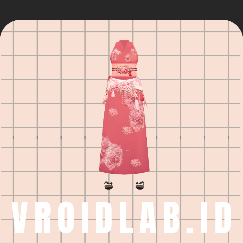 【VRoid専用】桜華ロゼ・チャイナ装|花柄エレガント衣装