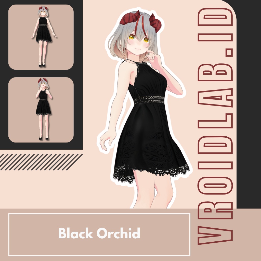 Black Orchid ブラックオーキッド | VRoid Studio Outfit | Anime Style | Virtual Fashion