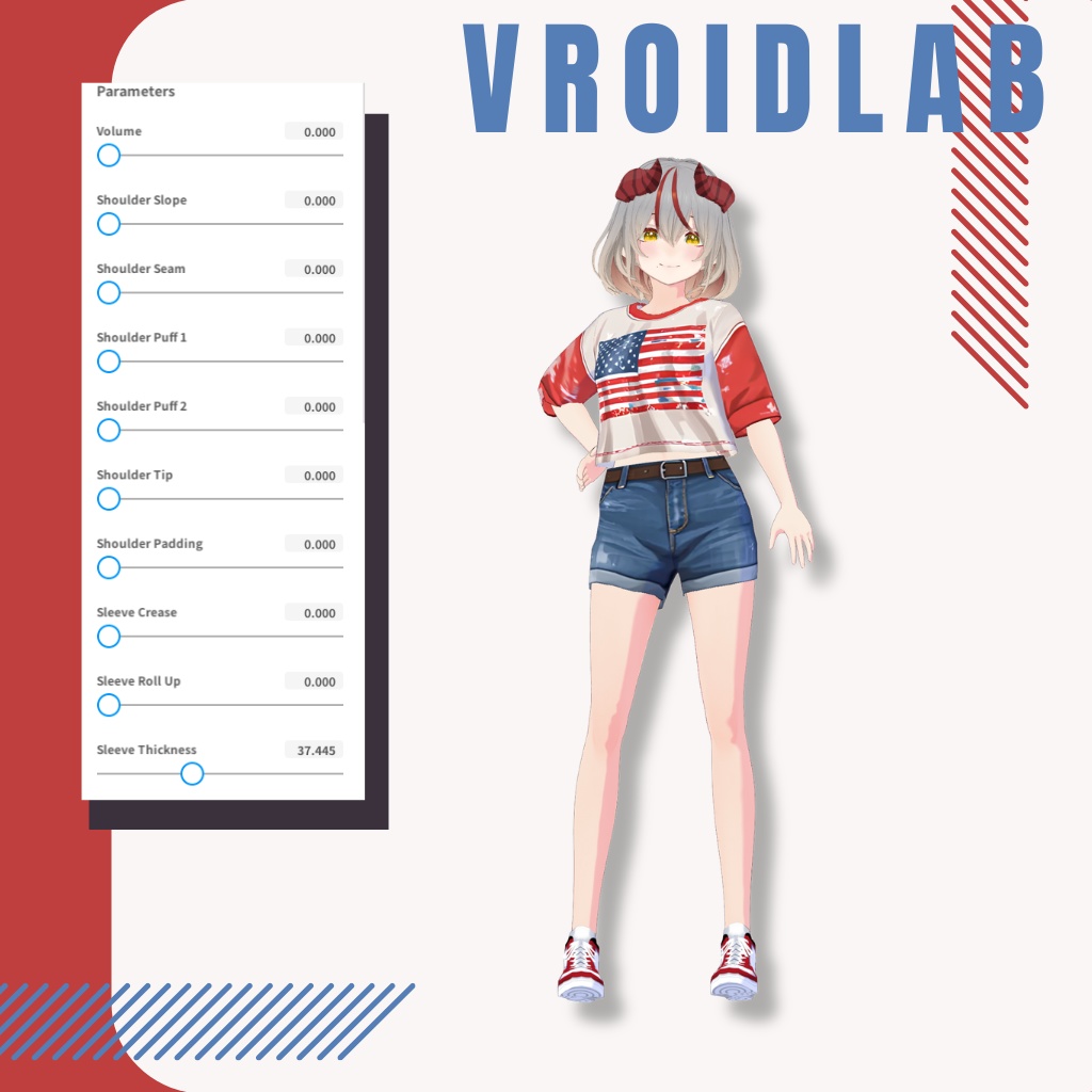 あめりかん くろっぷ とっぷ | American Crop Top | VRoid Studio Outfit | Anime Style | Virtual Fashion