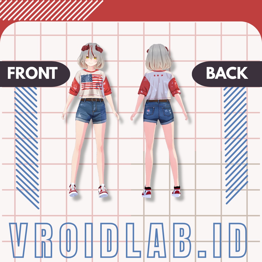 あめりかん くろっぷ とっぷ | American Crop Top | VRoid Studio Outfit | Anime Style | Virtual Fashion