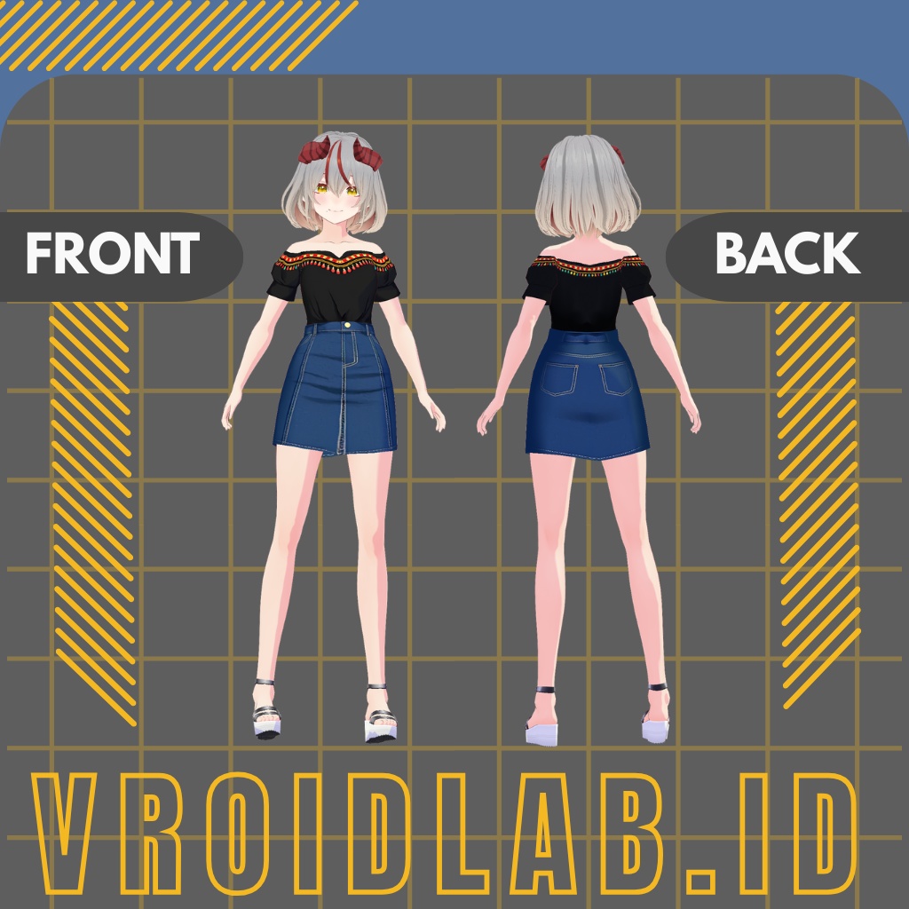 べら ぶらっく どれす | Bella Black Dress | VRoid Studio Outfit | Anime Style | Virtual Fashion