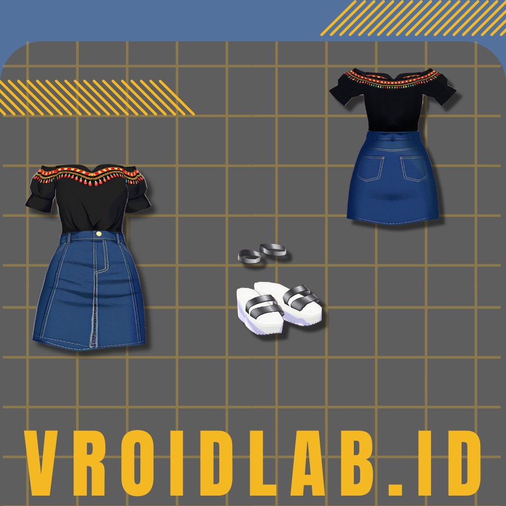 べら ぶらっく どれす | Bella Black Dress | VRoid Studio Outfit | Anime Style | Virtual Fashion