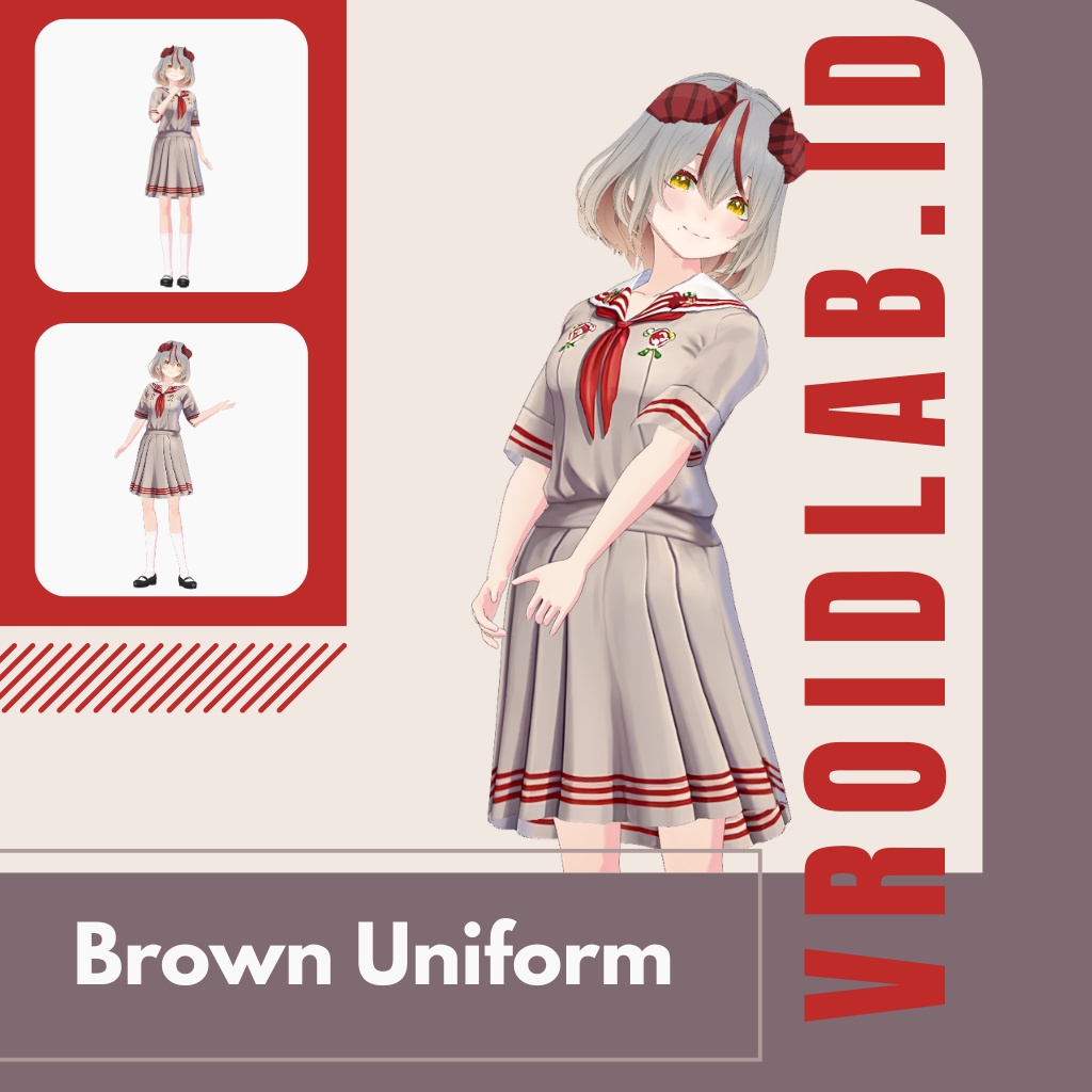 ぶらうん ゆにふぉーむ | Brown Uniform | VRoid Studio Outfit | Anime Style | Virtual Fashion