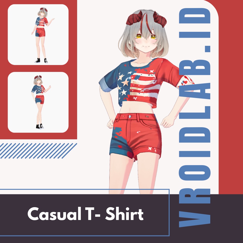 かじゅある てぃー しゃつ | Casual T- Shirt | VRoid Studio Outfit | Anime Style | Virtual Fashion