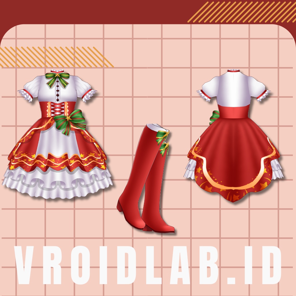 Christmas Melody クリスマスメロディー | VRoid Studio Outfit | Anime Style | Virtual Fashion