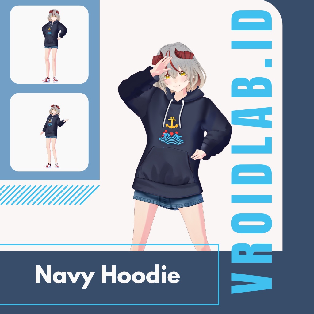 ねいびー ふーでぃー | Navy Hoodie | VRoid Studio Outfit | Anime Style | Virtual Fashion