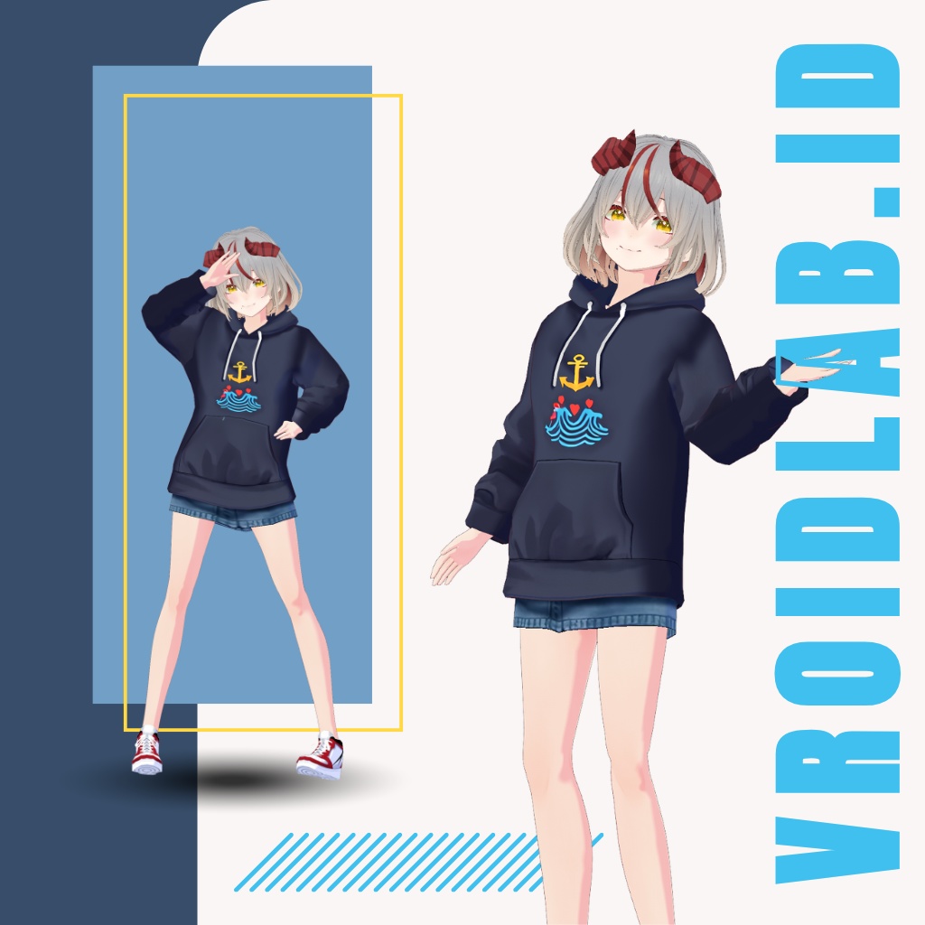 ねいびー ふーでぃー | Navy Hoodie | VRoid Studio Outfit | Anime Style | Virtual Fashion