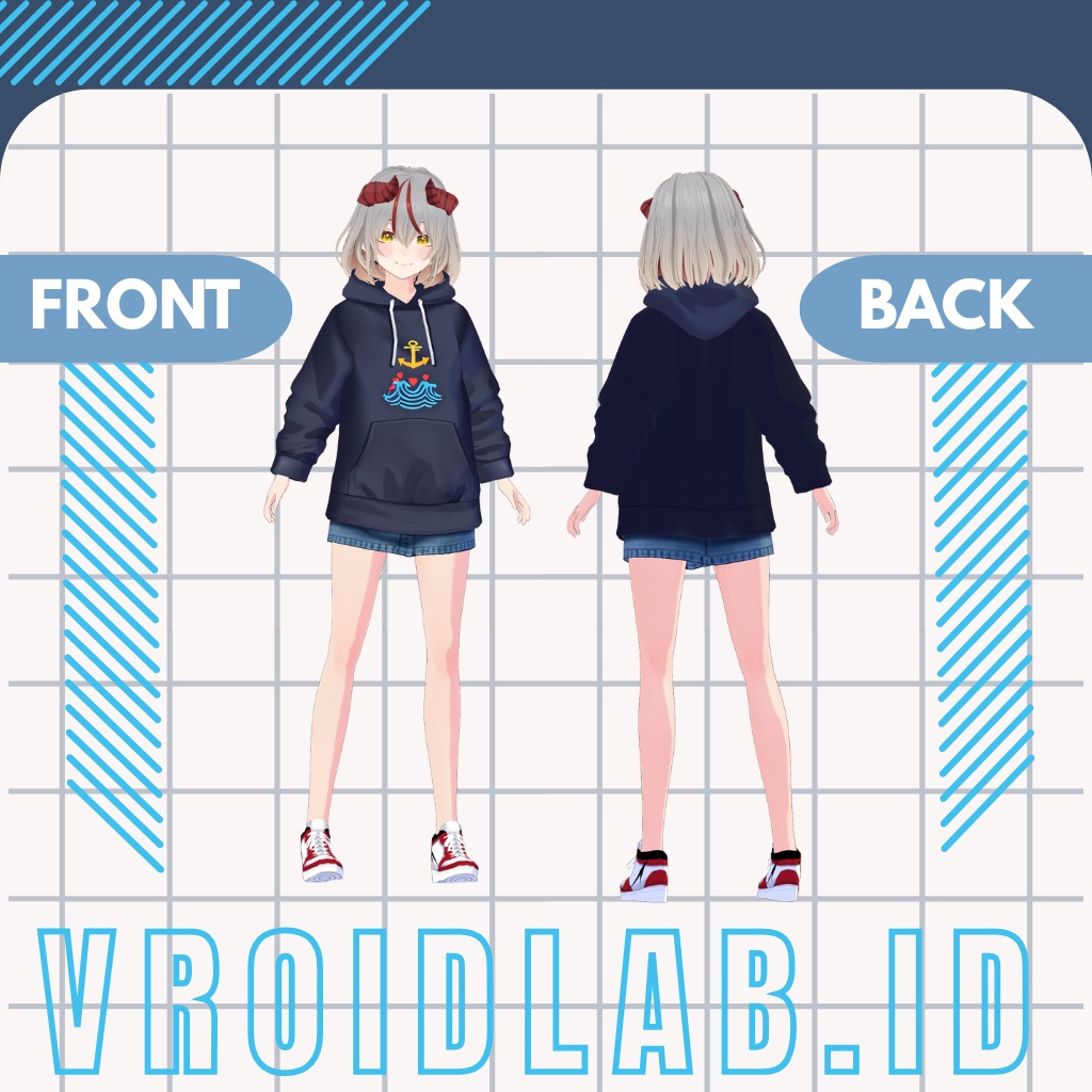 ねいびー ふーでぃー | Navy Hoodie | VRoid Studio Outfit | Anime Style | Virtual Fashion