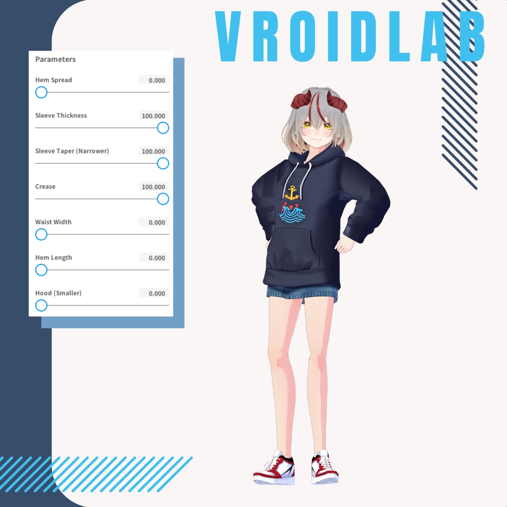 ねいびー ふーでぃー | Navy Hoodie | VRoid Studio Outfit | Anime Style | Virtual Fashion
