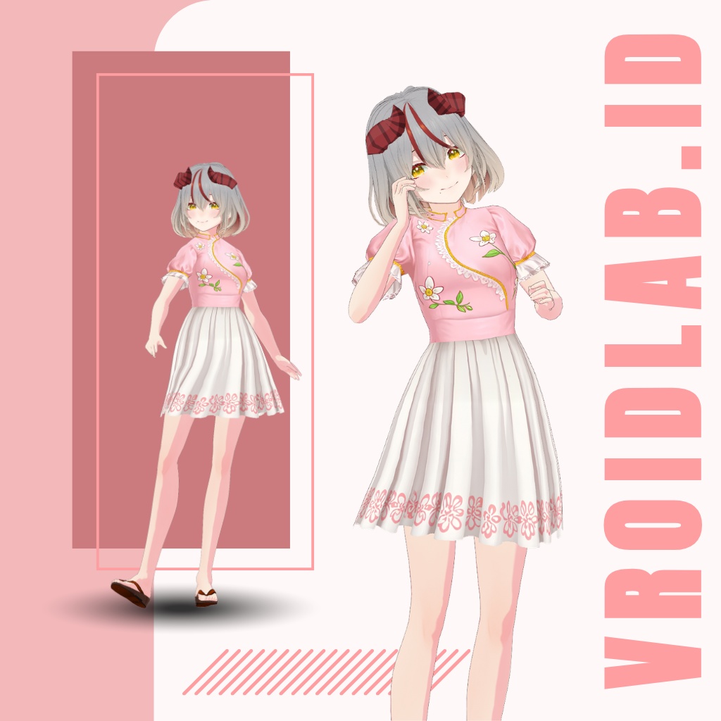 ぴんく どれす うぃず すかーと | pink dress withe skirt | VRoid Studio Outfit | Anime Style | Virtual Fashion