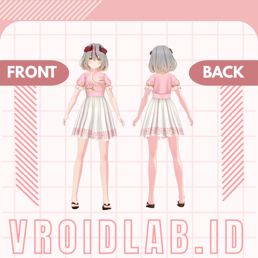 ぴんく どれす うぃず すかーと | pink dress withe skirt | VRoid Studio Outfit | Anime Style | Virtual Fashion