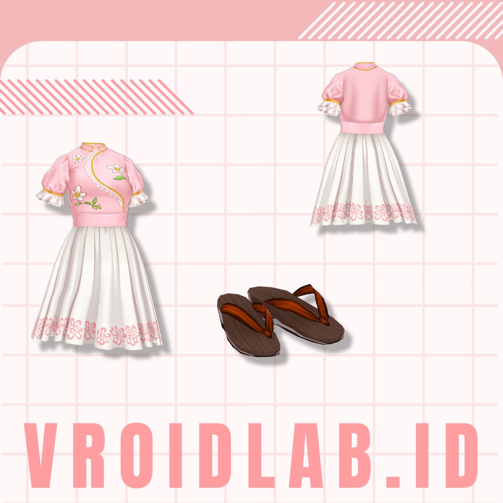 ぴんく どれす うぃず すかーと | pink dress withe skirt | VRoid Studio Outfit | Anime Style | Virtual Fashion