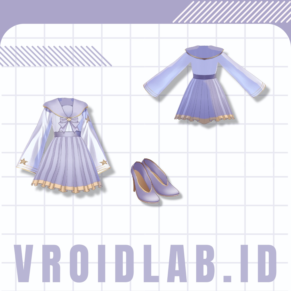 ぱーぷる どれす ゔぁにゃ | Purple Dress Vanya | VRoid Studio Outfit | Anime Style | Virtual Fashion