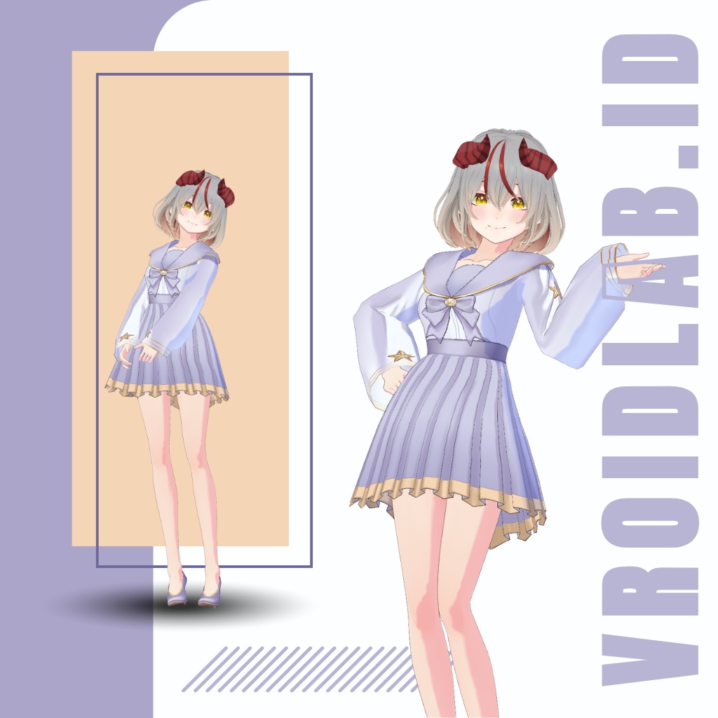 ぱーぷる どれす ゔぁにゃ | Purple Dress Vanya | VRoid Studio Outfit | Anime Style | Virtual Fashion