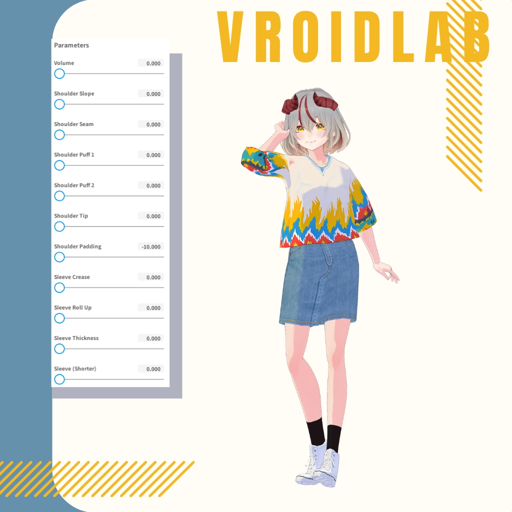 ほわいと くろっぷとっぷ あんど でにむ すかーと | white croptop and denim skirt | VRoid Studio Outfit | Anime Style | Virtual Fashion