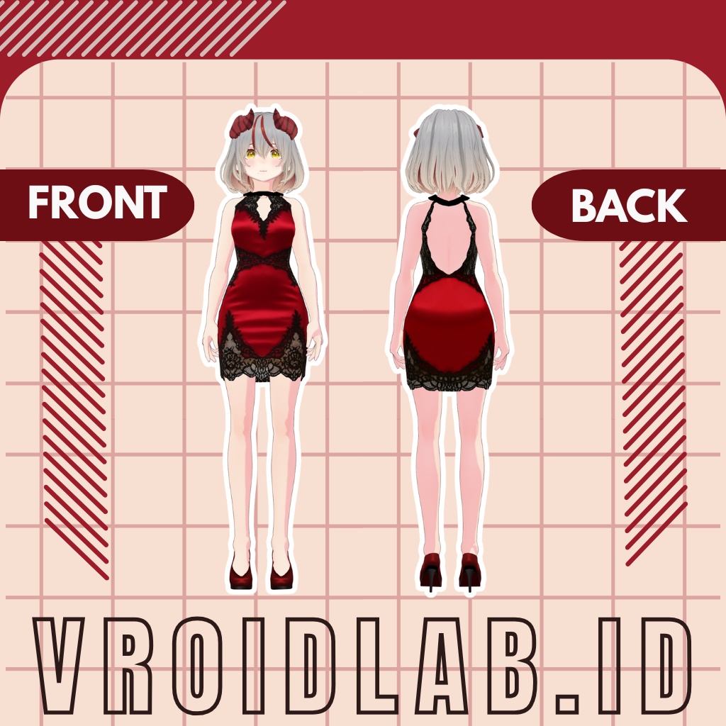 Red Temptress 赤い誘惑者 | VRoid Studio Outfit | Anime Style | Virtual Fashion