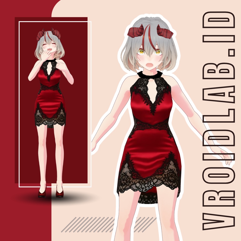 Red Temptress 赤い誘惑者 | VRoid Studio Outfit | Anime Style | Virtual Fashion