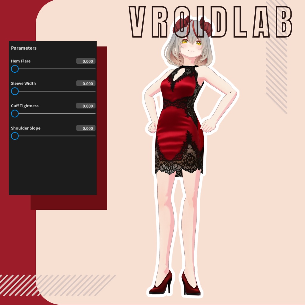 Red Temptress 赤い誘惑者 | VRoid Studio Outfit | Anime Style | Virtual Fashion