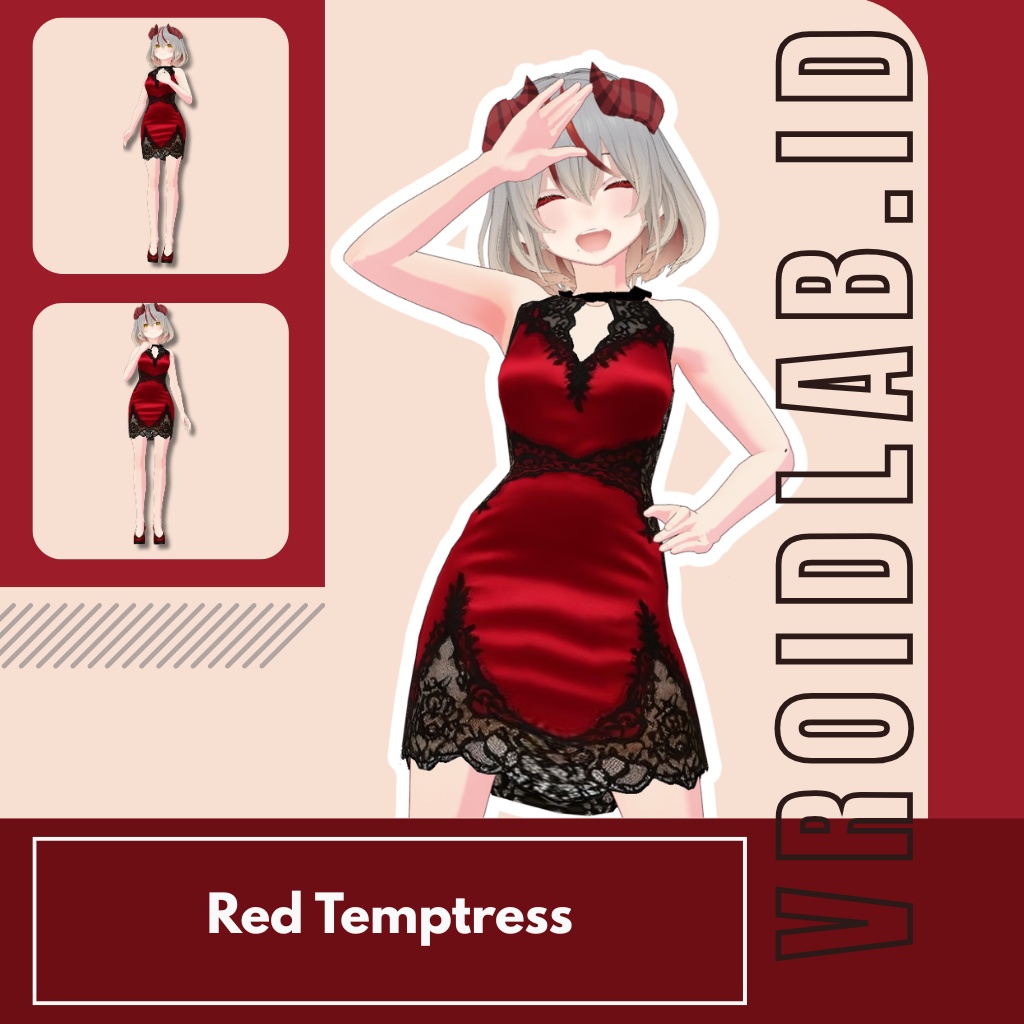 Red Temptress 赤い誘惑者 | VRoid Studio Outfit | Anime Style | Virtual Fashion