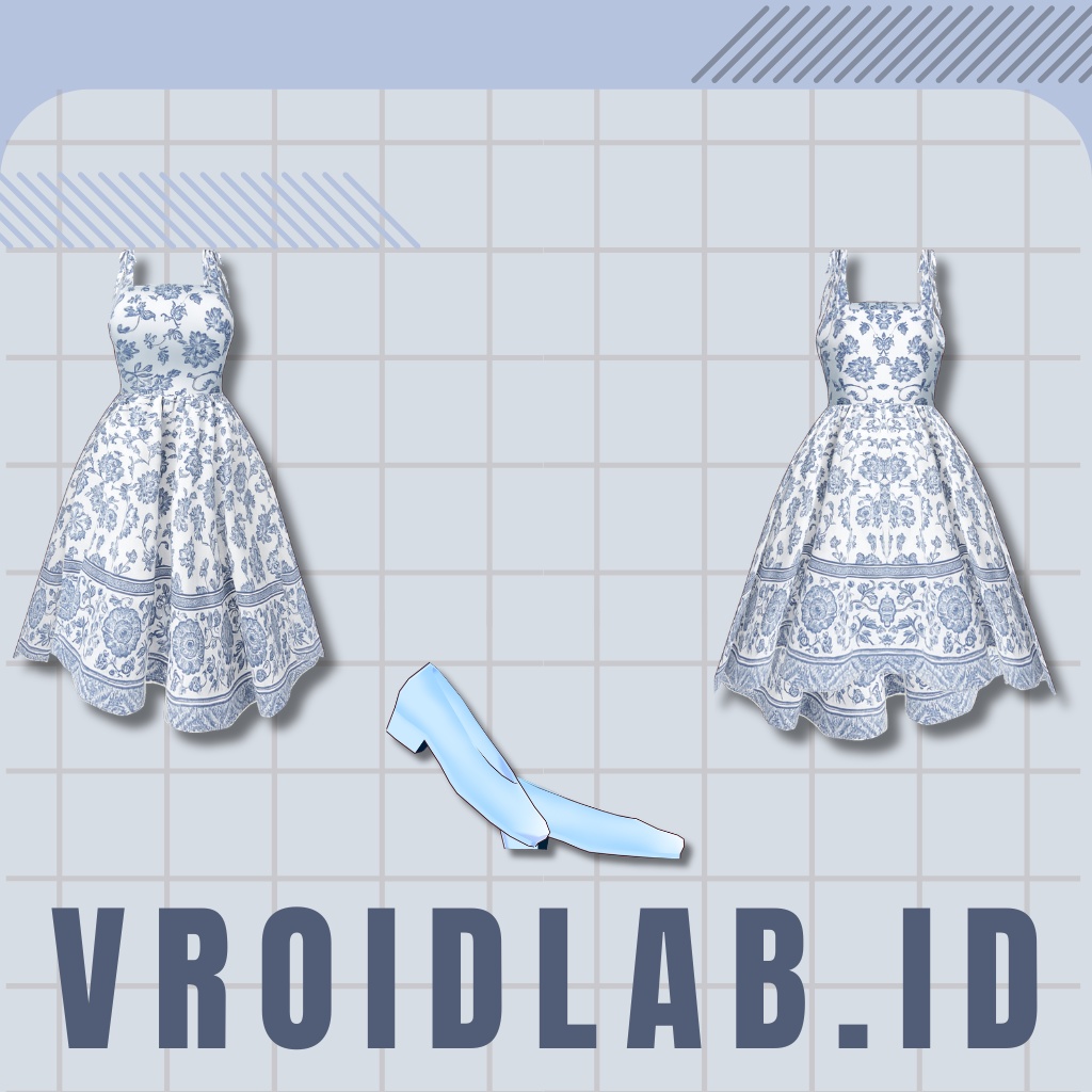 夏のデルフトの花 Summer Delft Bloom | VRoid Studio Outfit | Anime Style | Virtual Fashion