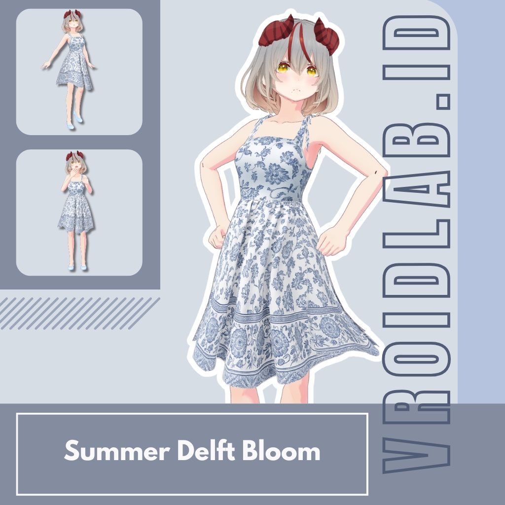 夏のデルフトの花 Summer Delft Bloom | VRoid Studio Outfit | Anime Style | Virtual Fashion