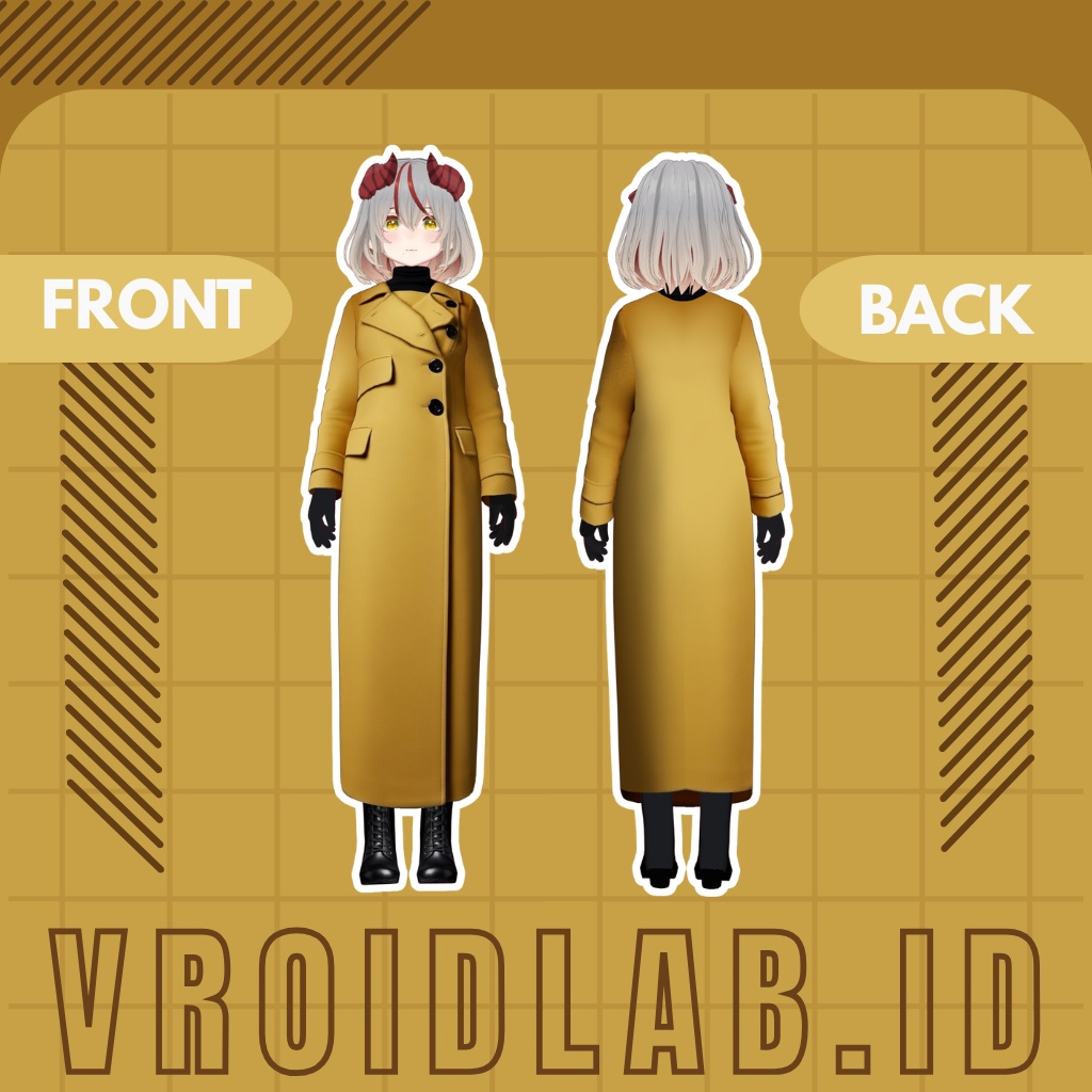ムタルド ロングマント Moutarde Long Manteau | VRoid Studio Outfit | Anime Style | Virtual Fashion
