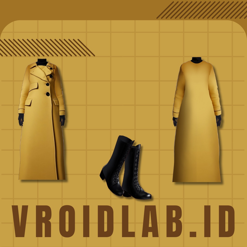 ムタルド ロングマント Moutarde Long Manteau | VRoid Studio Outfit | Anime Style | Virtual Fashion