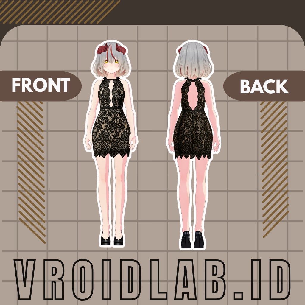 Noir Laceブラックレース | VRoid Studio Outfit | Anime Style | Virtual Fashion